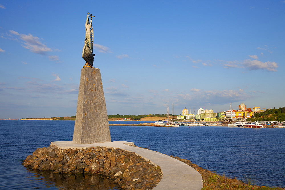 Statue of St. Nicholas in South Nessebar Bay, Nessebar, Bulgaria, Black Sea, Europe