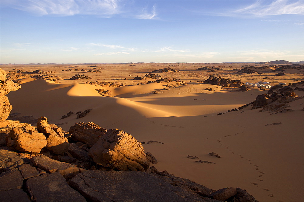 A tented camp in the Akakus Fezzan desert, Libya, North Africa, Africa