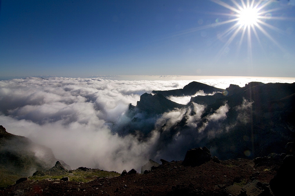 View over the volcanic crater Taburiente, La Palma, Canary Islands, Spain, Europe