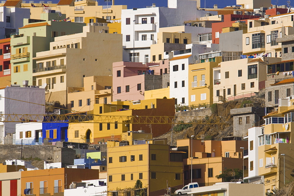 Colourful houses in San Sebastian de la Gomera, La Gomera, Canary Islands, Spain, Europe