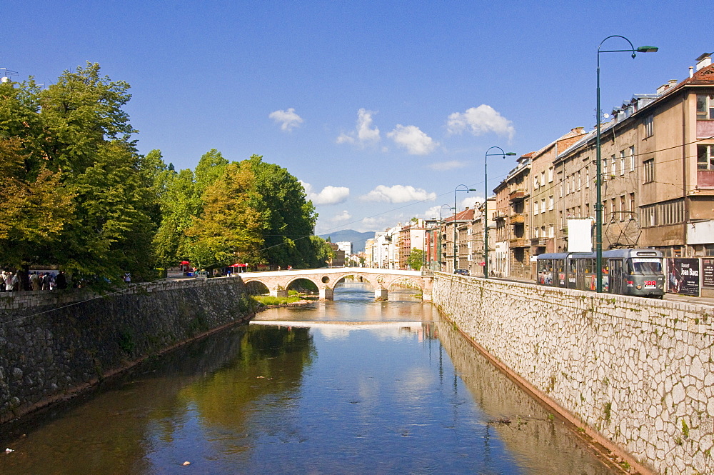 The river Miljacka, Sarajevo, Bosnia-Herzegovina, Europe