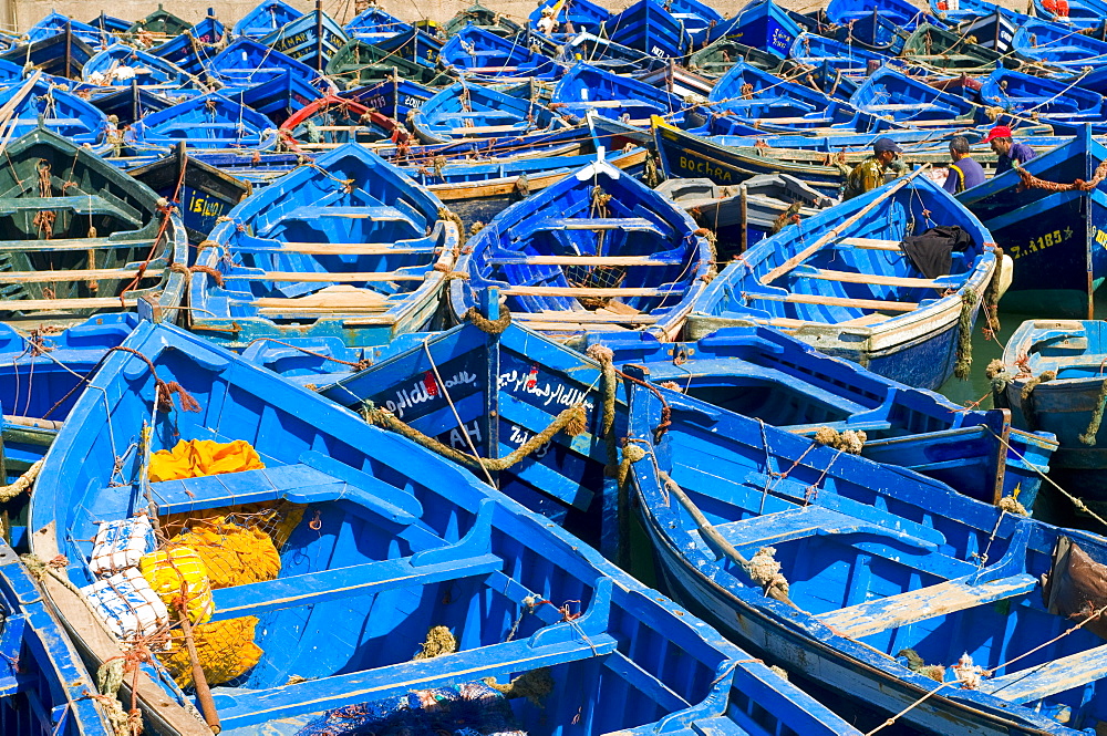 Fishing boats in the coastal city of Essaouira, Morocco, North Africa, Africa