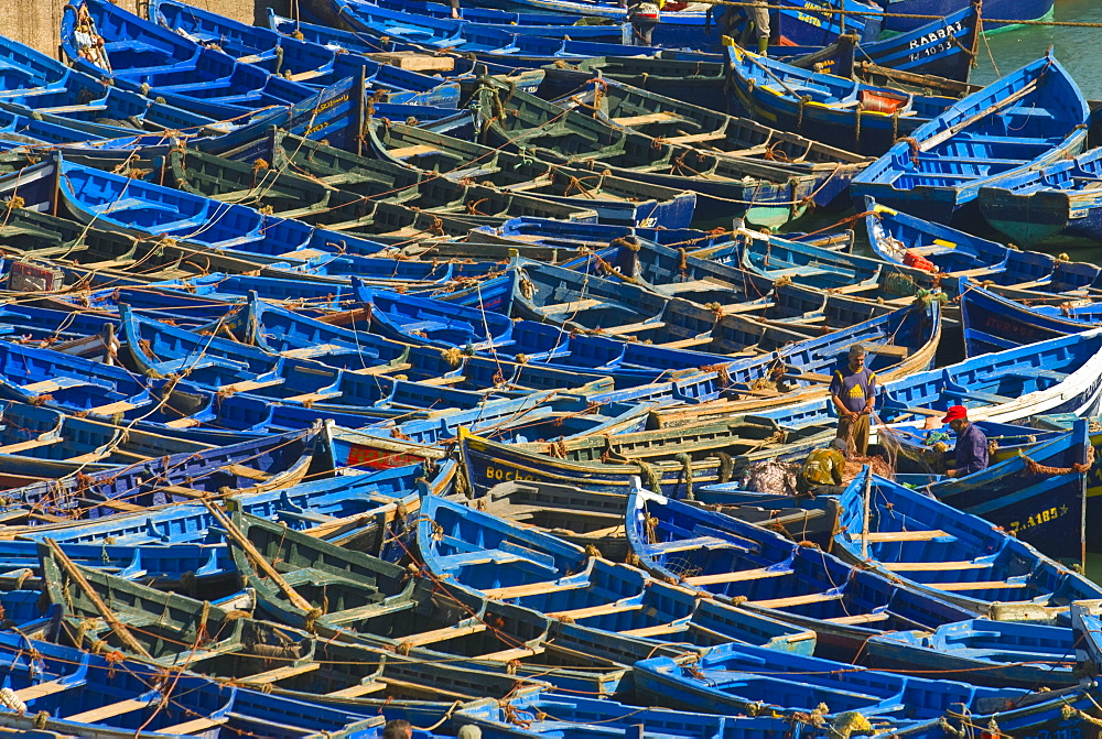 Fishing boats in the coastal city of Essaouira, Morocco, North Africa, Africa