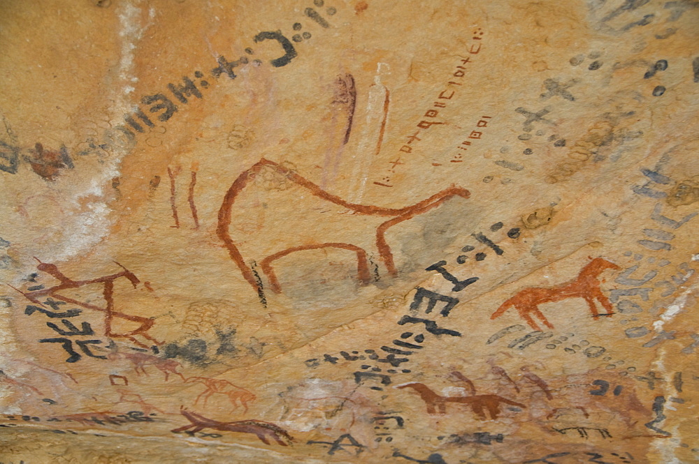 Rock paintings in the Tassili n'Ajjer, UNESCO World Heritage Site, Southern Algeria, North Africa, Africa