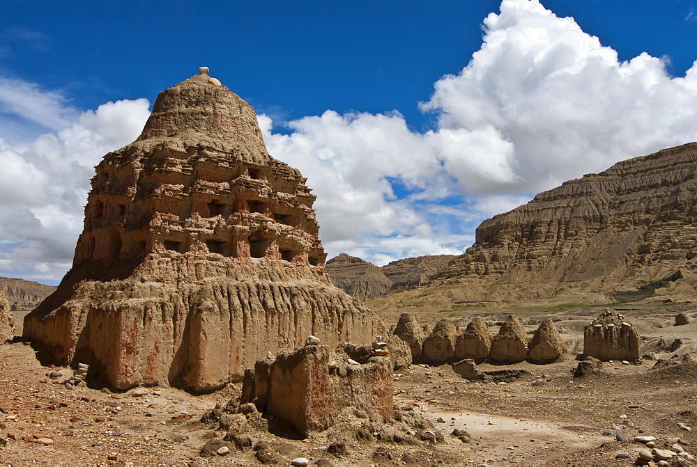 Old mud stupa in the old kingdom of Guge in the most western part of Tibet, China, Asia