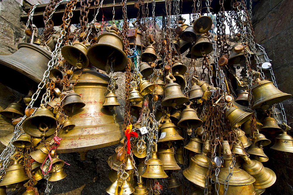 Luck bells for the pilgrims in the Kamakhya Hindu temple, Guwahati, Assam, India, Asia