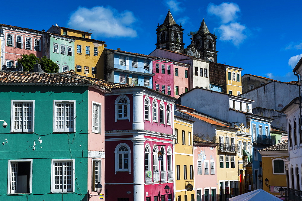 Colonial architecture in the Pelourinho, UNESCO World Heritage Site, Salvador da Bahia, Bahia, Brazil, South America