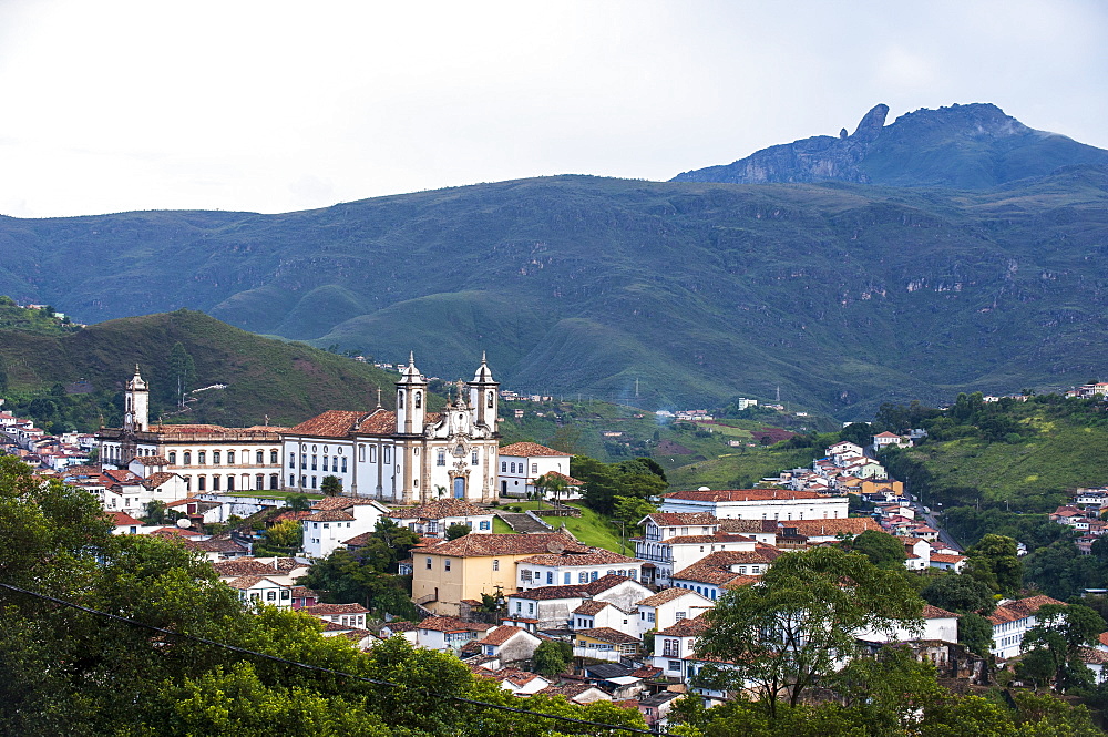 View over the colonial town of Ouro Preto, UNESCO World Heritage Site, MInas Gerais, Brazil, South America 