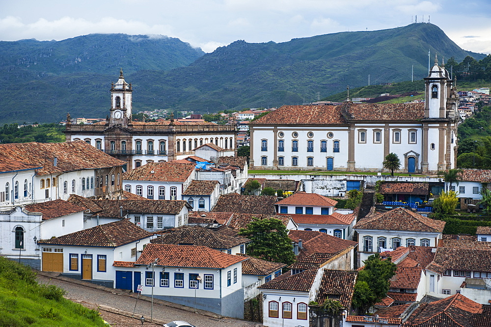 View over the colonial town of Ouro Preto, UNESCO World Heritage Site, MInas Gerais, Brazil, South America 