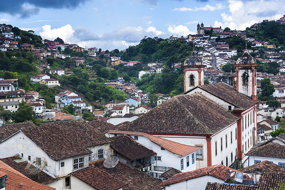 View over the colonial town of Ouro Preto, UNESCO World Heritage Site, MInas Gerais, Brazil, South America 