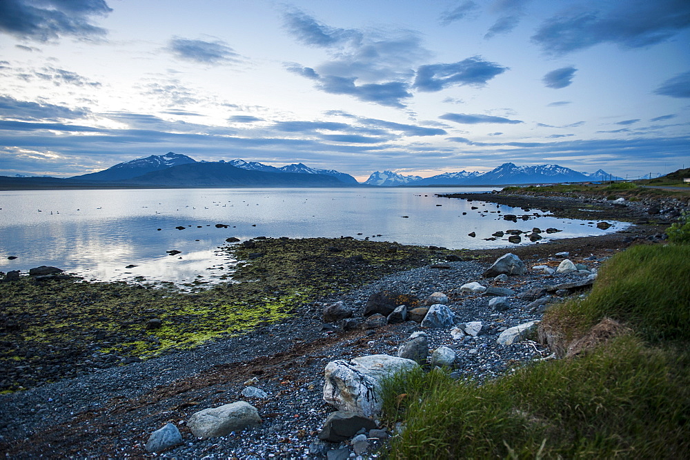 Late evening shot of the bay of Puerto Natales, Patagonia, Chile, South America 