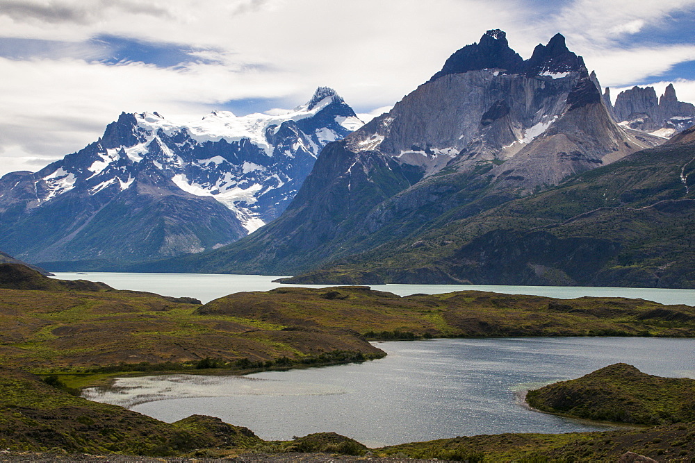 Glacial lakes before the Torres del Paine National Park, Patagonia, Chile, South America 