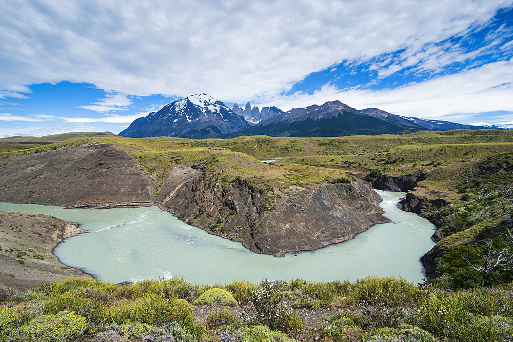 River bend before the Torres del Paine National Park, Patagonia, Chile, South America 