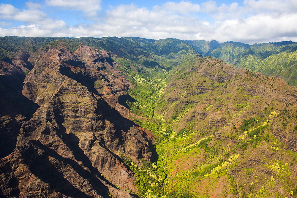 Aerial of the Waimea Canyon, Kauai, Hawaii, United States of America, Pacific