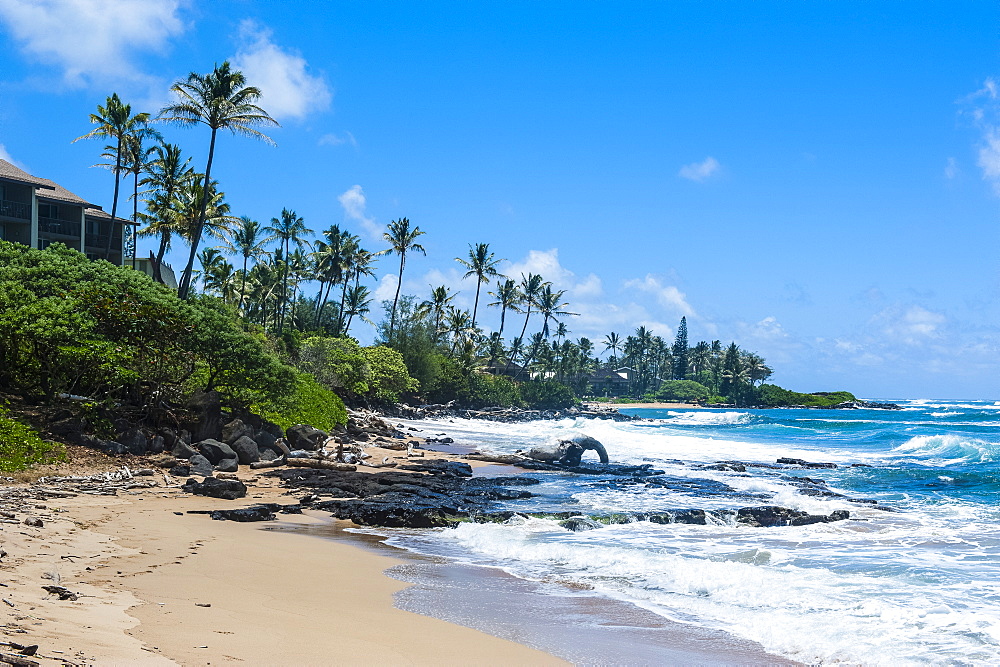 Sandy beach on Kapaa Beach Park on the island of Kauai, Hawaii, United States of America, Pacific