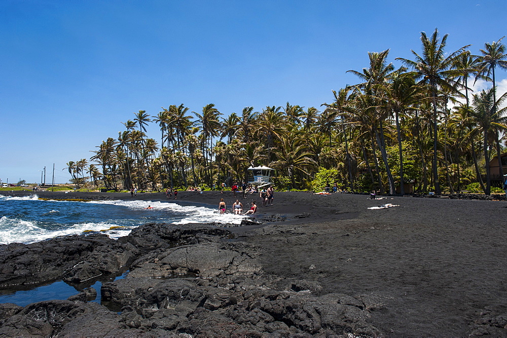 Punaluu Black Sand Beach on Big Island, Hawaii, United States of America, Pacific