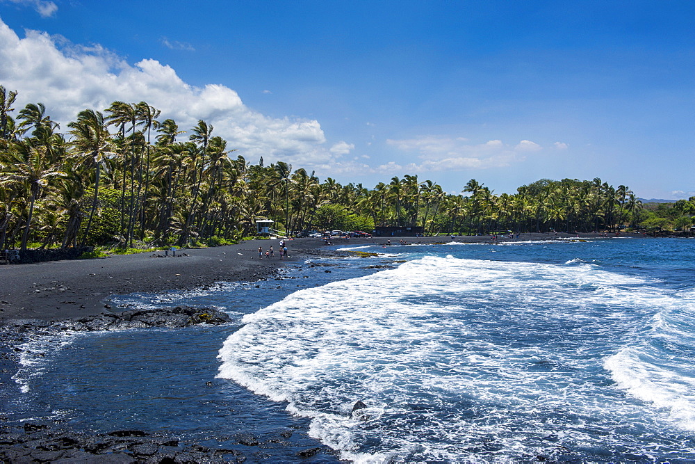 Punaluu Black Sand Beach on Big Island, Hawaii, United States of America, Pacific