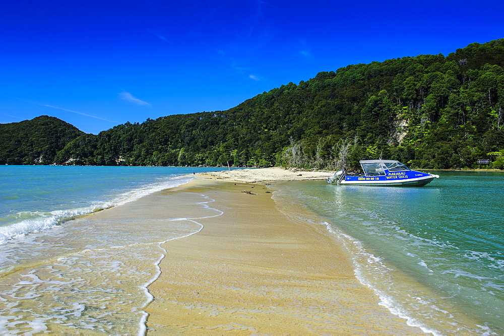 Sand split in the Abel Tasman National Park, South Island, New Zealand, Pacific