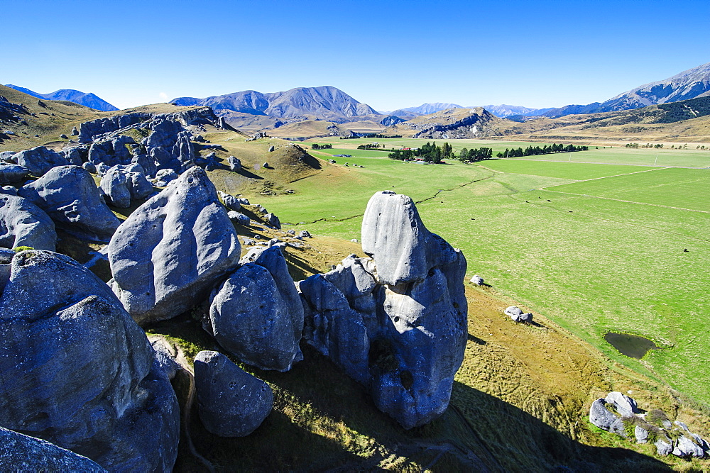 Limestone outcrops on Castle Hill, Canterbury, South Island, New Zealand, Pacific