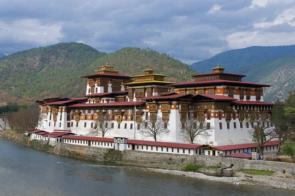 The old tsong, an old castle of Punakha, Bhutan. Asia