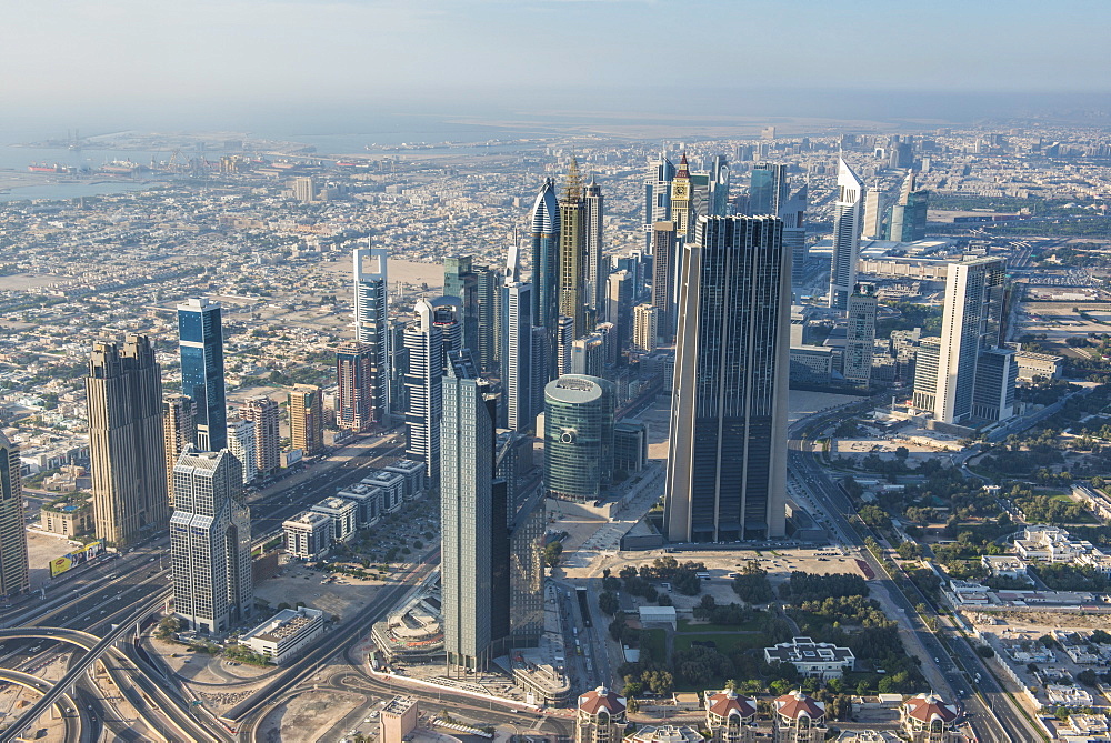 View over Dubai from Burj Khalifa, Dubai, United Arab Emirates, Middle East