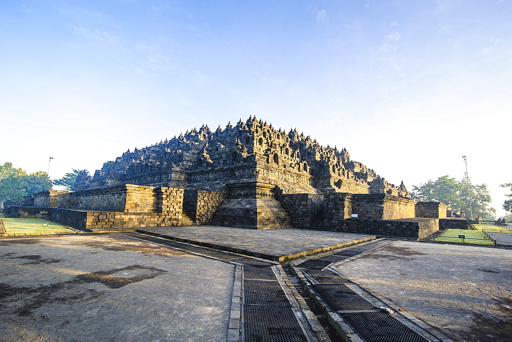 Early morning light at the temple complex of Borobodur, UNESCO World Heritage Site, Java, Indonesia, Southeast Asia, Asia