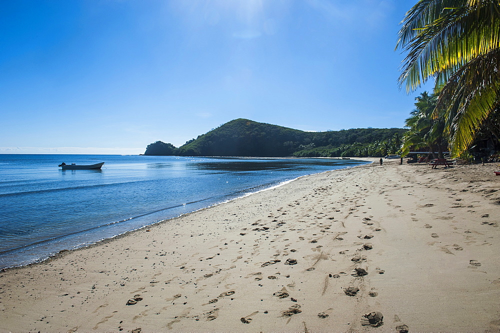 White sandy beach on  Korovou Eco-Tour Resort, Naviti, Yasawas, Fiji, South Pacific, Pacific