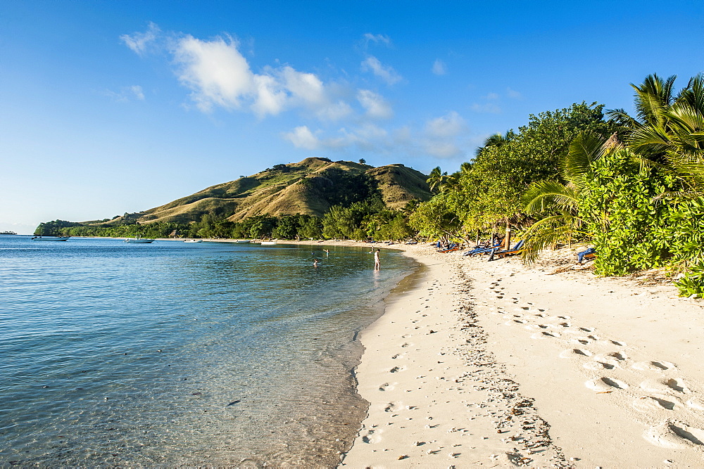 White sandy beach, Oarsman Bay, Yasawas, Fiji, South Pacific, Pacific