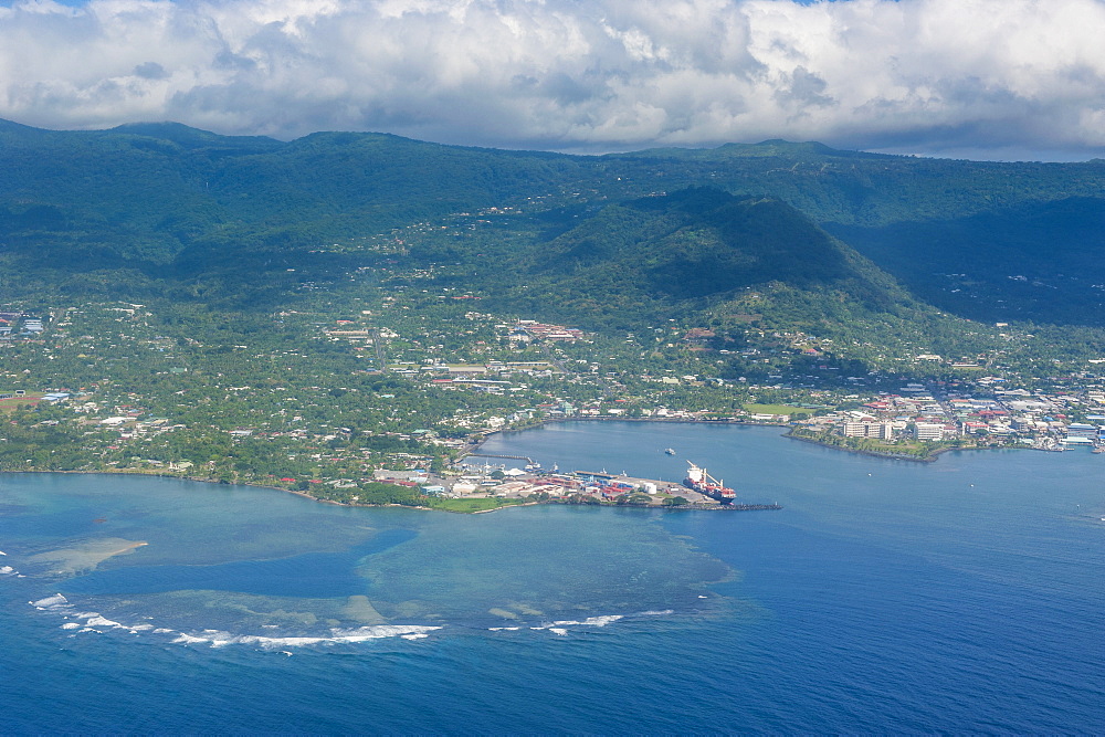 Aerial of the island of Upolu, Samoa, South Pacific, Pacific