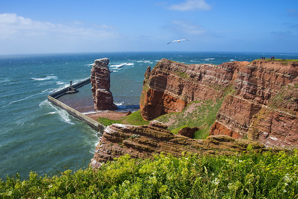 Lange Anna (Long Anna) free standing rock column in Heligoland, small German archipelago in the North Sea, Germany, Europe