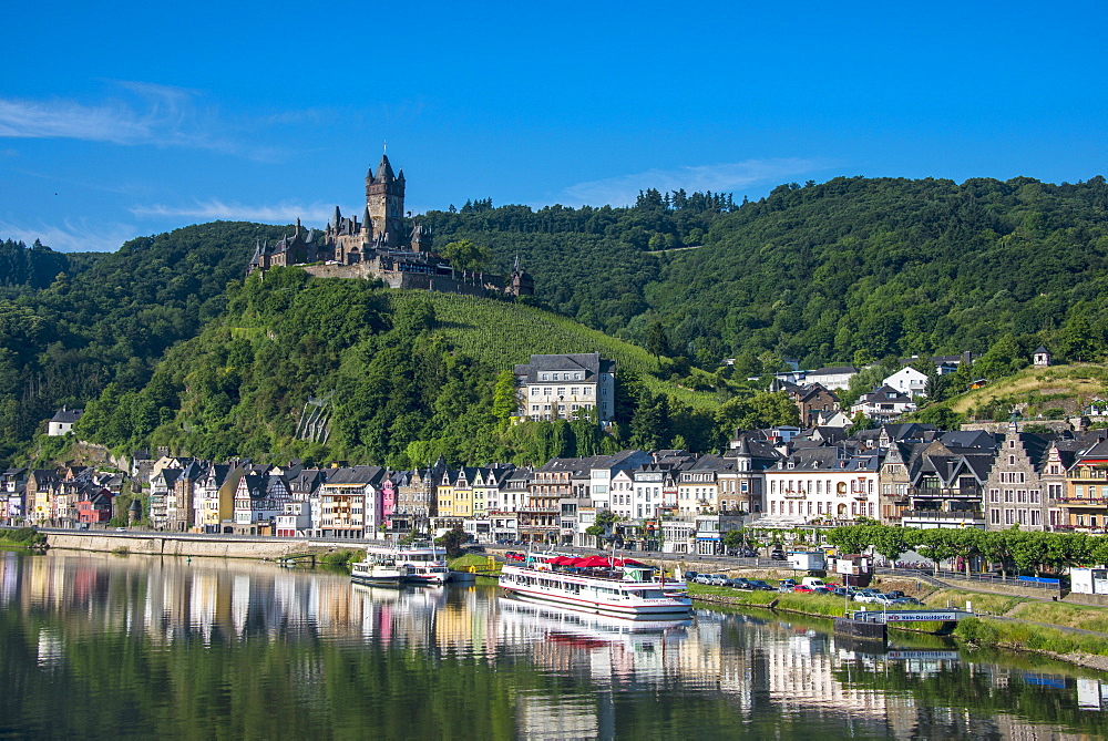 View over Cochem, Moselle Valley, Rhineland-Palatinate, Germany, Europe