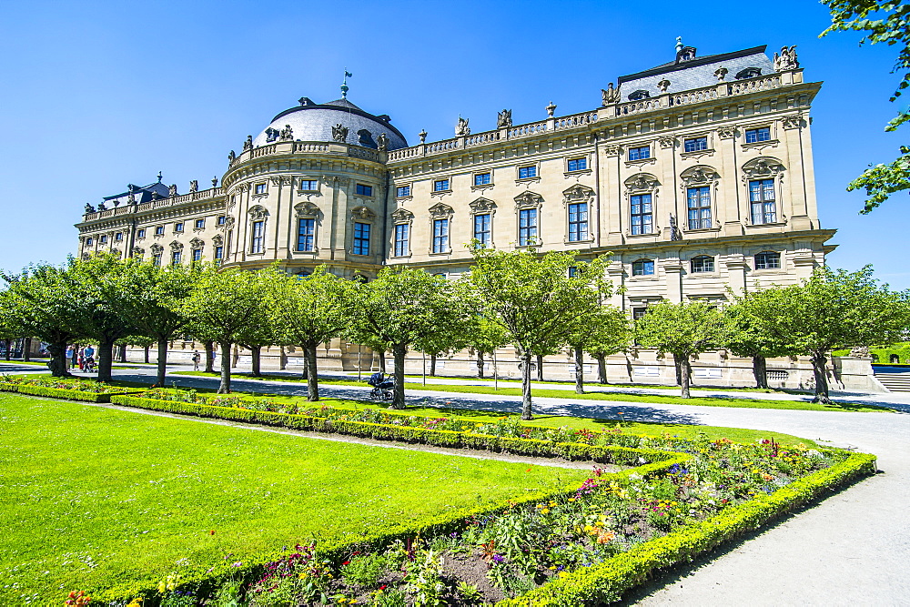 The Baroque gardens in the Wurzburg Residence, UNESCO World Heritage Site, Wurzburg, Franconia, Bavaria, Germany, Europe