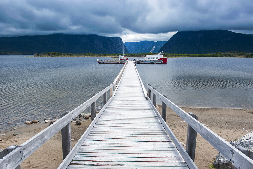 Jetty to the Western Brook pond in the Gros Morne National Park, UNESCO World Heritage Site, Newfoundland, Canada, North America