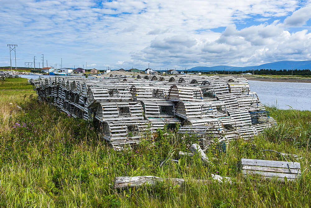 Lobster fishing traps in Port au Choix, Newfoundland, Canada, North America