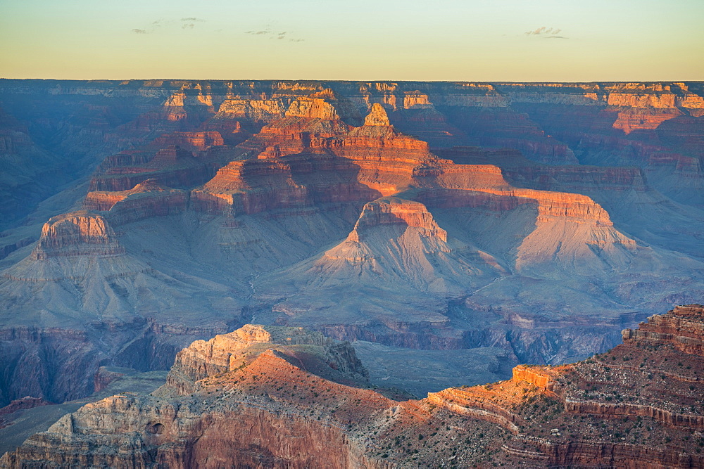 Sunset over the south rim of the Grand Canyon, UNESCO World Heritage Site, Arizona, United States of America, North America