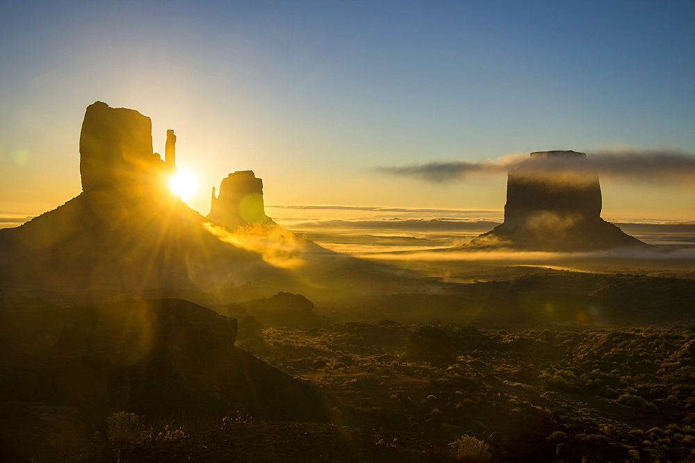 Monument Valley at sunrise, Arizona, United States of America, North America