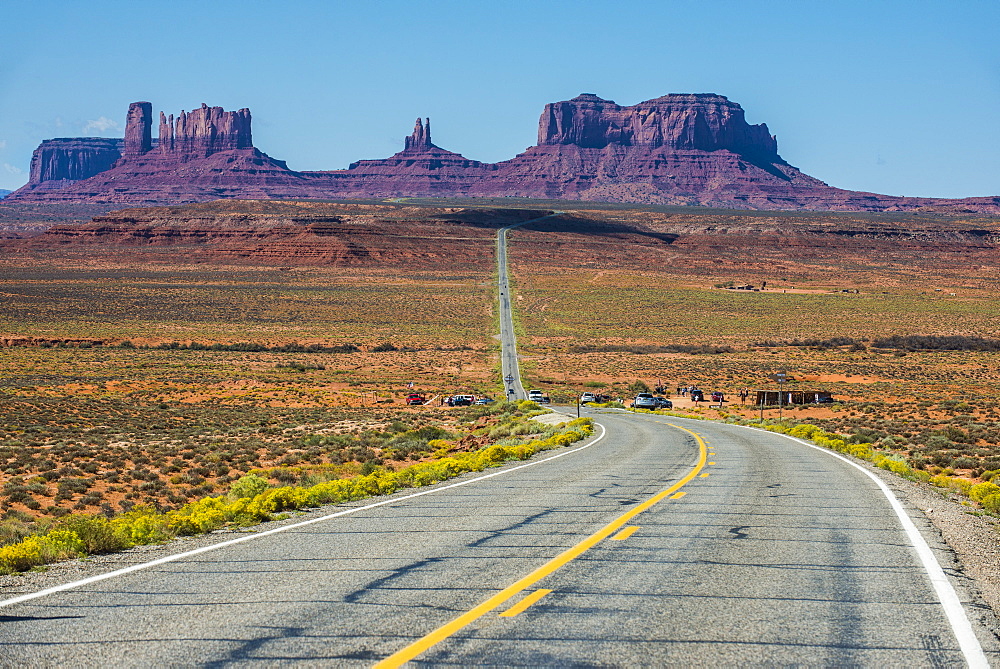 Long road leading into the Monument Valley, Arizona, United States of America, North America