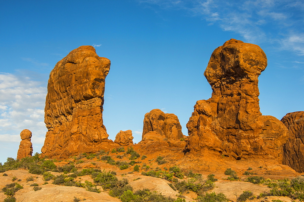 Beautiful red sandstone formations in the Arches National Park, Utah, United States of America, North America