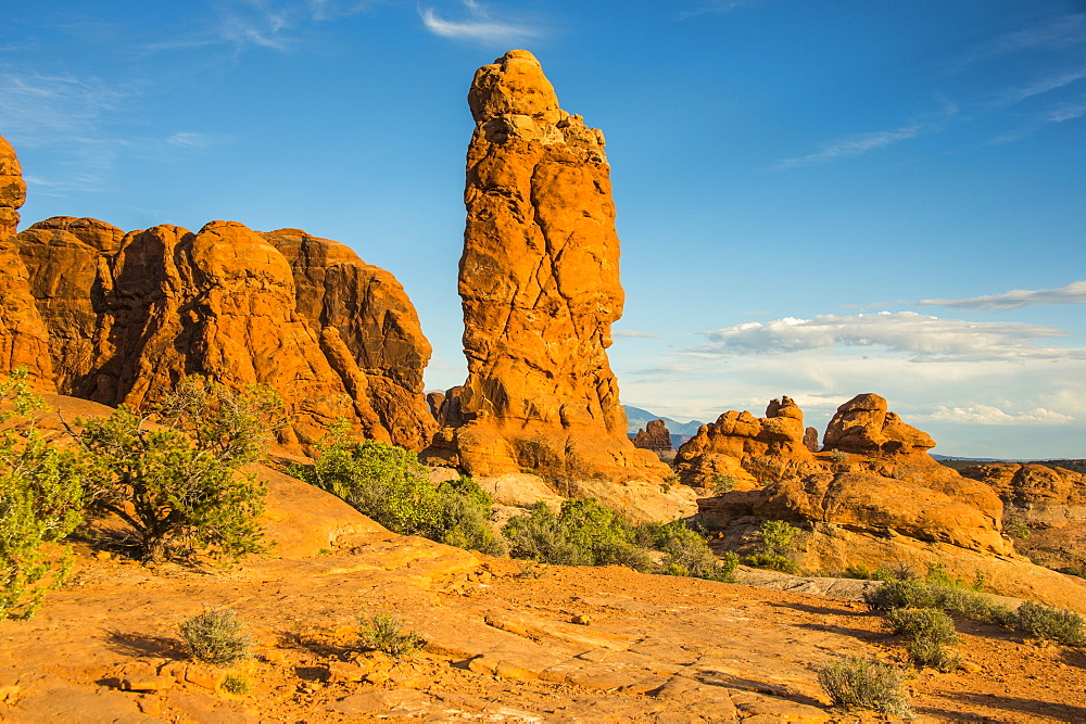 Beautiful red sandstone formations in the Arches National Park, Utah, United States of America, North America