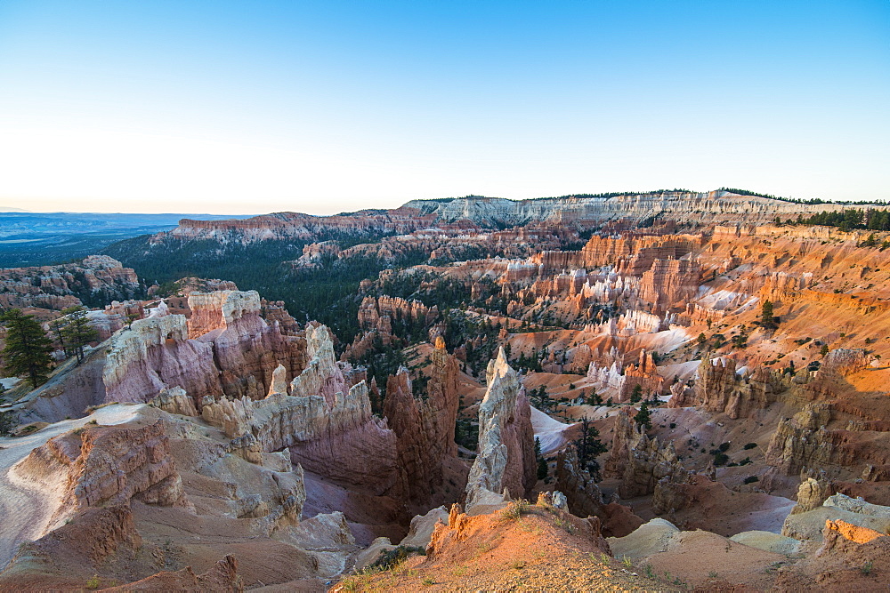 The colourful sandstone formations of the Bryce Canyon National Park in the late afternoon, Utah, United States of America, North America