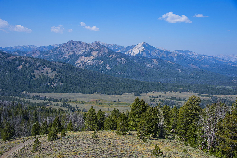 View over the Sawtooth National Forest north of Sun Valley, Idaho, United States of America, North America