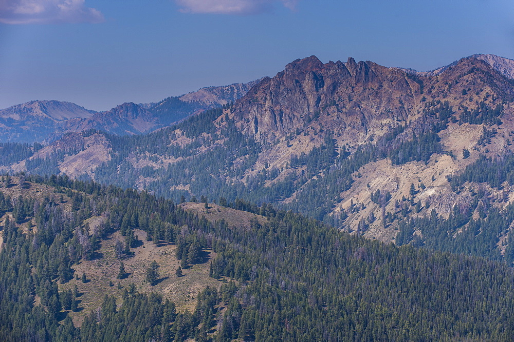 View over the Sawtooth National Forest north of Sun Valley, Idaho, United States of America, North America