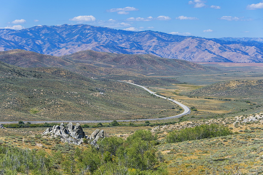 View over the Sawtooth National Forest north of Sun Valley, Idaho, United States of America, North America