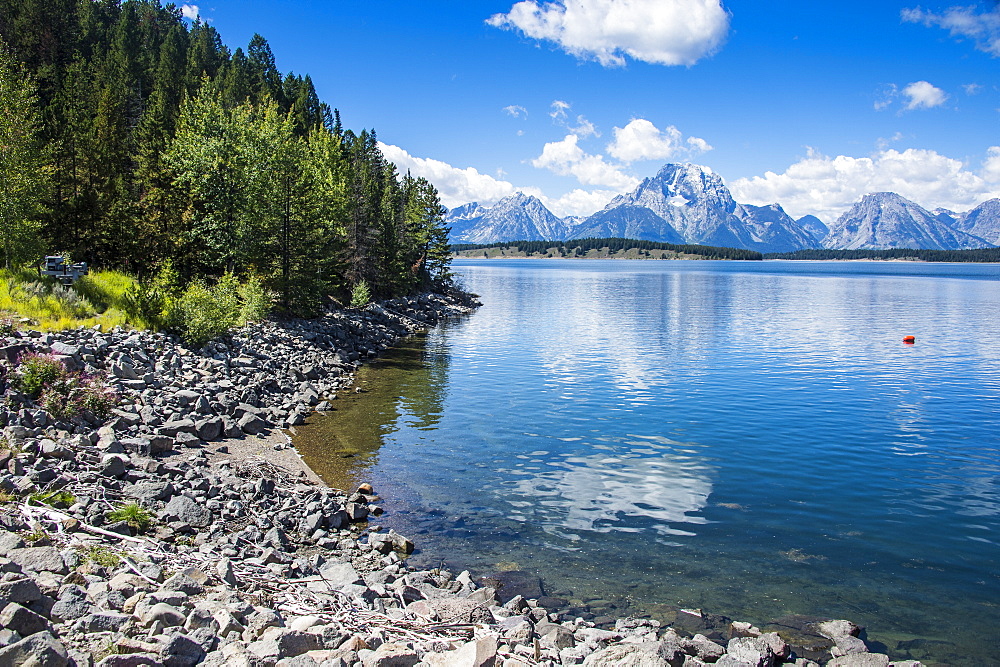 Jackson Lake in the Teton range in the Grand Teton National Park, Wyoming, United States of America, North America