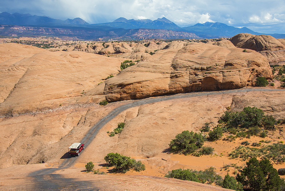 Hummer driving on the Slickrock trail, Moab, Utah, United States of America, North America