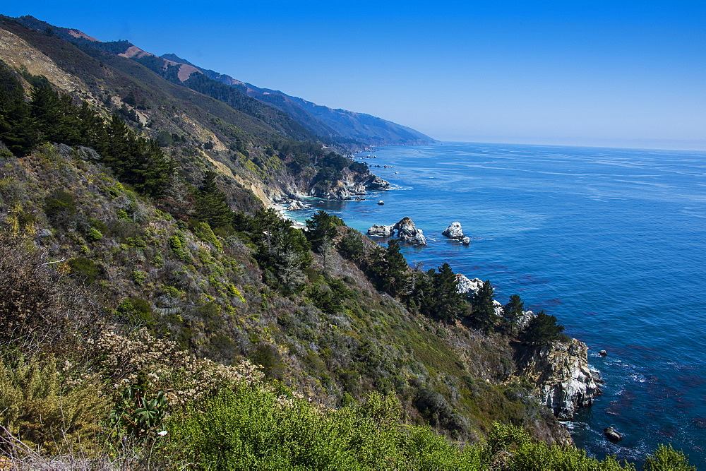 Overlook over the rocky coast of Big Sur, California, USA