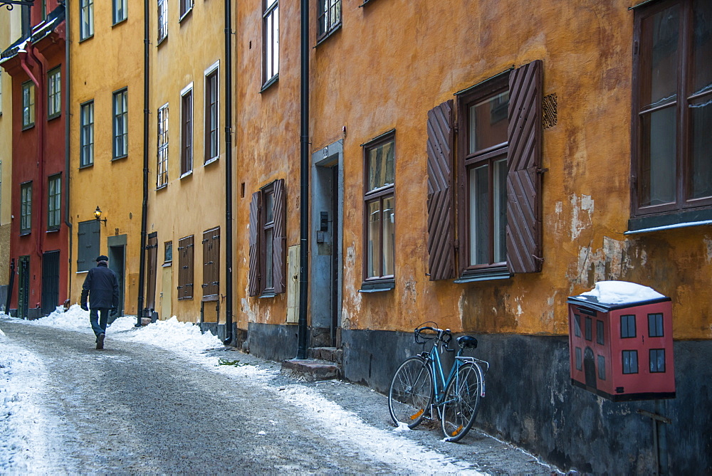 Little alleys in the old quarter of Gamla Stan in Stockholm, Sweden