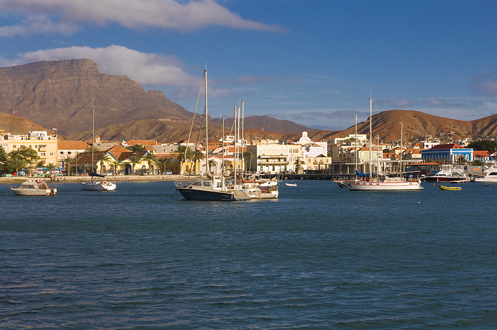 View of fishing port and city, San Vincente, Mindelo, Cape Verde Islands, Atlantic, Africa