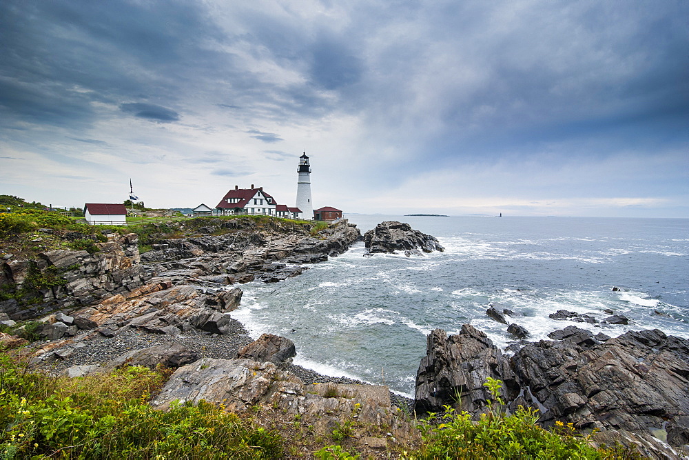 Portland Head Light, historic lighthouse in Cape Elizabeth, Maine, New England, United States of America, North America