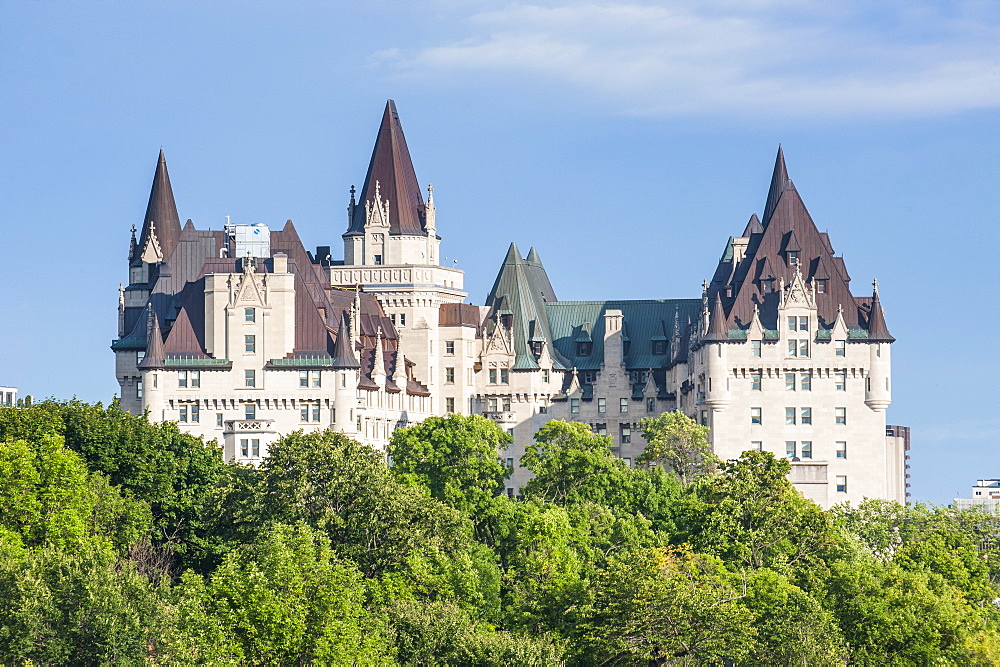 View over Chateau Laurier from Nepean Point, Ottawa, Ontario, Canada, North America